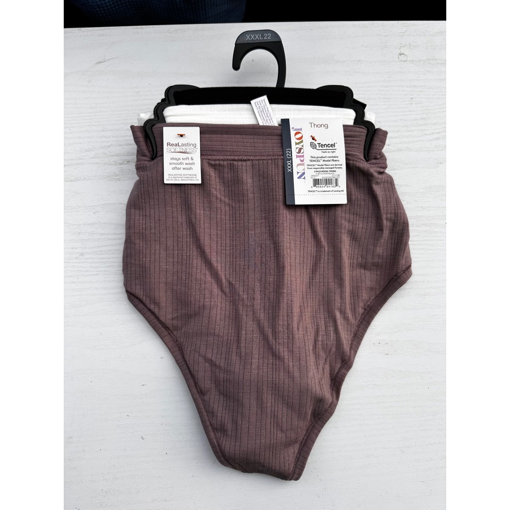 Joyspun 3 Pack Modal Ribbed Thong Underwear Purple Ivory Black XXXL 22 JS11S798